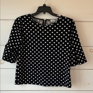 Black & White Polka Dot Women's Top - Classic Crewneck